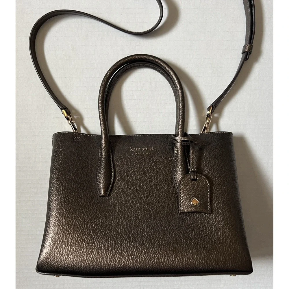 KATE SPADE NEW YORK Eva Top Satchel Ash‎ Metallic Brown Handbag Purse w/ Wallet